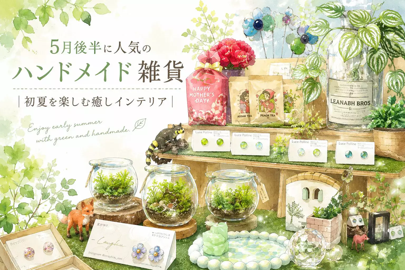 5月後半に人気のハンドメイド雑貨｜初夏を楽しむ癒しインテリアと緑の